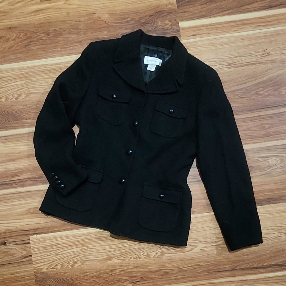 Vintage Casual Corner 100% Virgin Wool Black Coat Women’s 14 | Classic Tailored